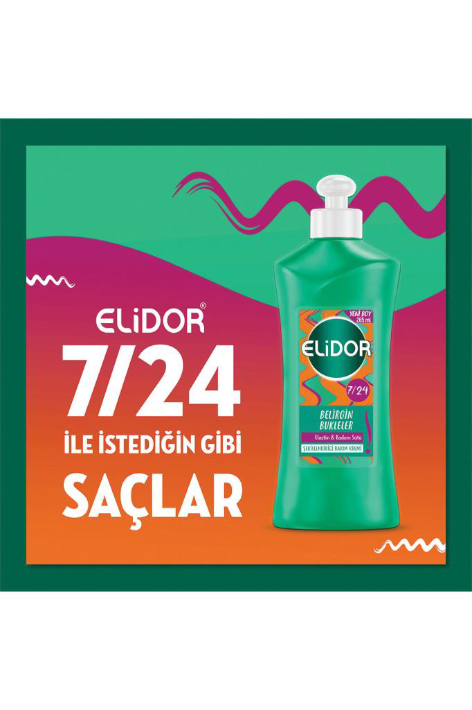 Elidor 7/24 Belirgin Bukleler Şekillendirici Bakım Kremi 265 ml E Elidor 7/24 Belirgin Bukleler Şekillendirici Bakım Kremi 265 ml E