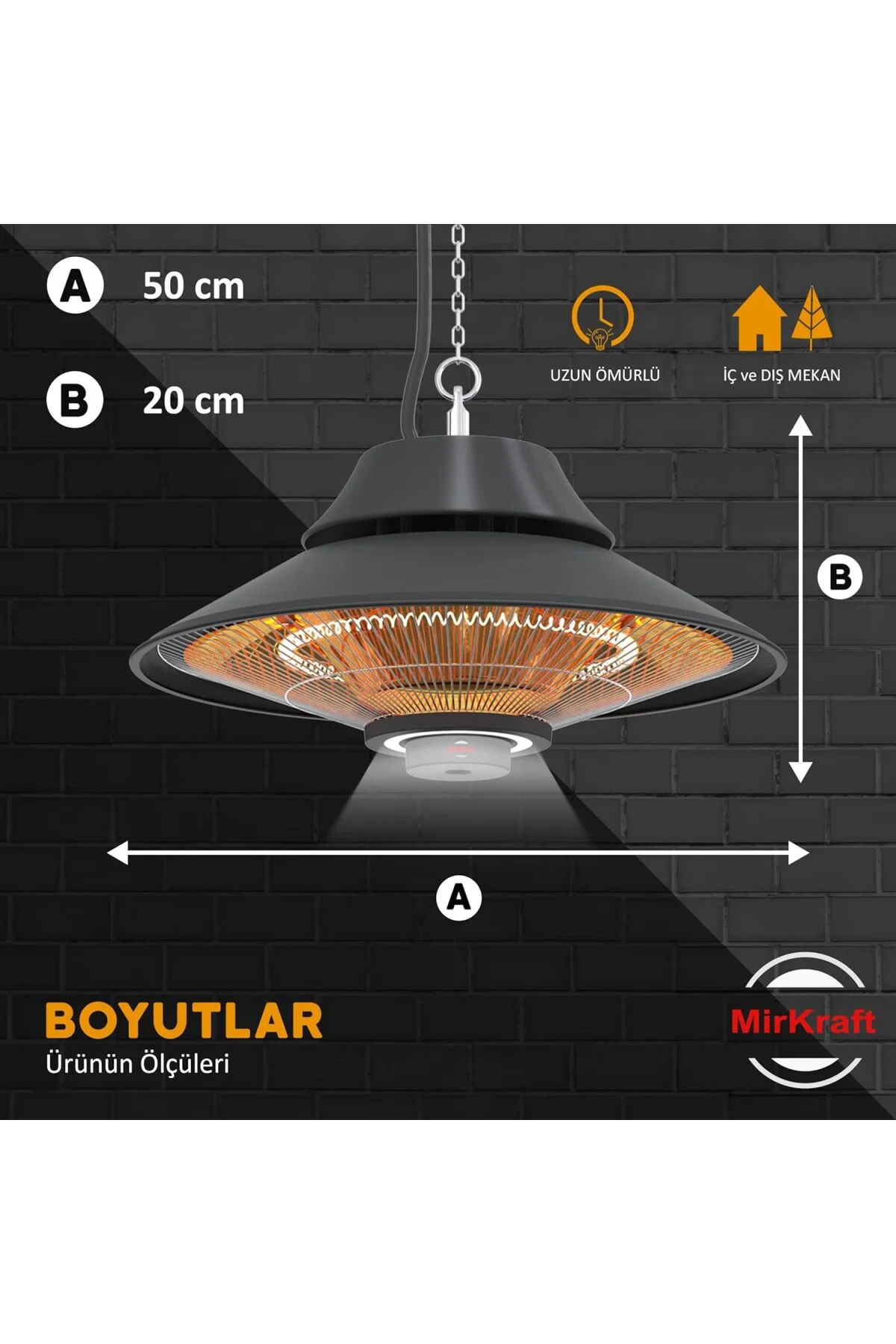 Elirg R.C LED Işıklı Elektrikli Isıtıcı, 2000 W, Uzaktan Kumandal