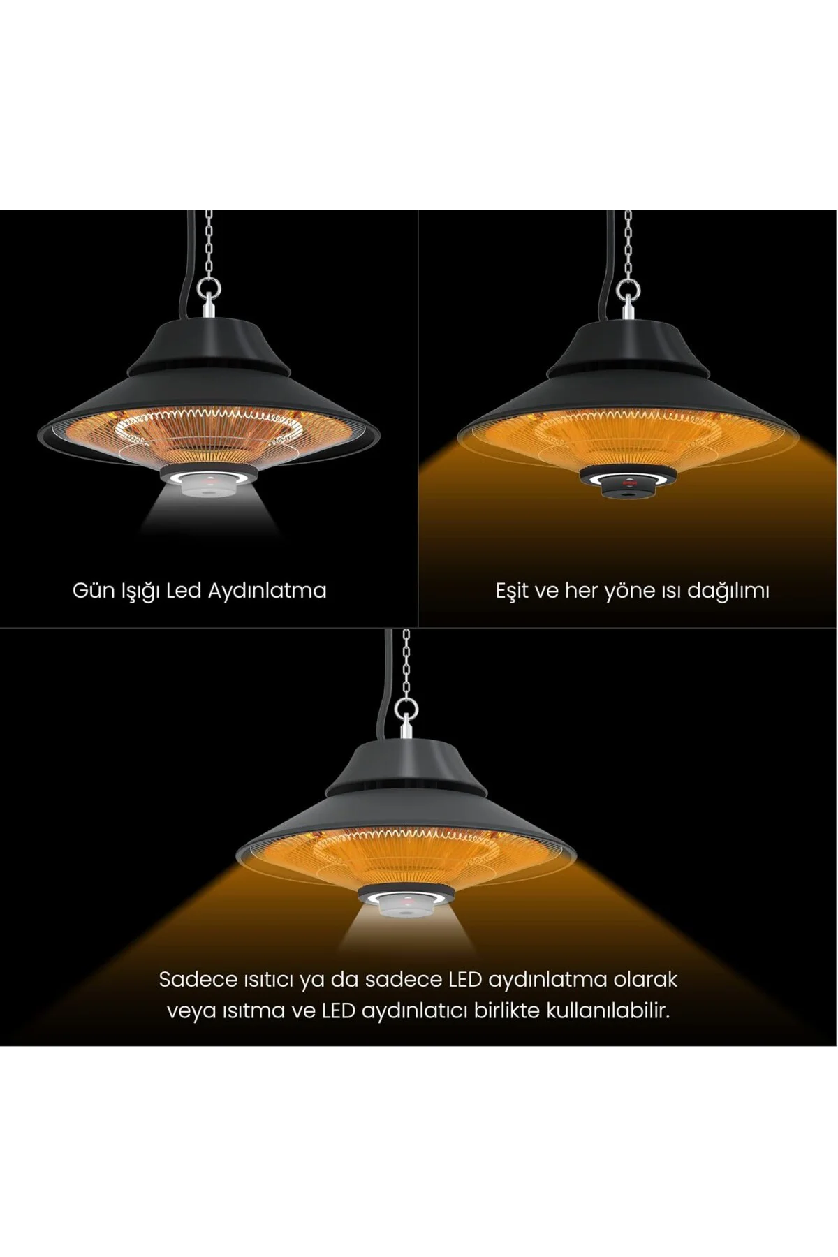 Elirg R.C LED Işıklı Elektrikli Isıtıcı, 2000 W, Uzaktan Kumandal