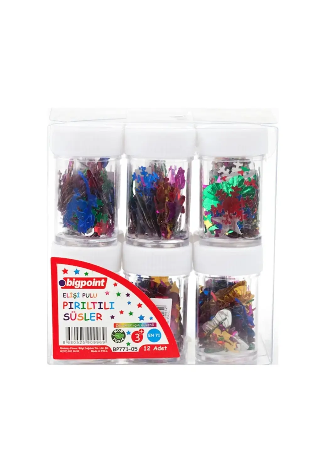 Elişi Pulu Pırıltılı Süsler (12 Lİ TÜP)