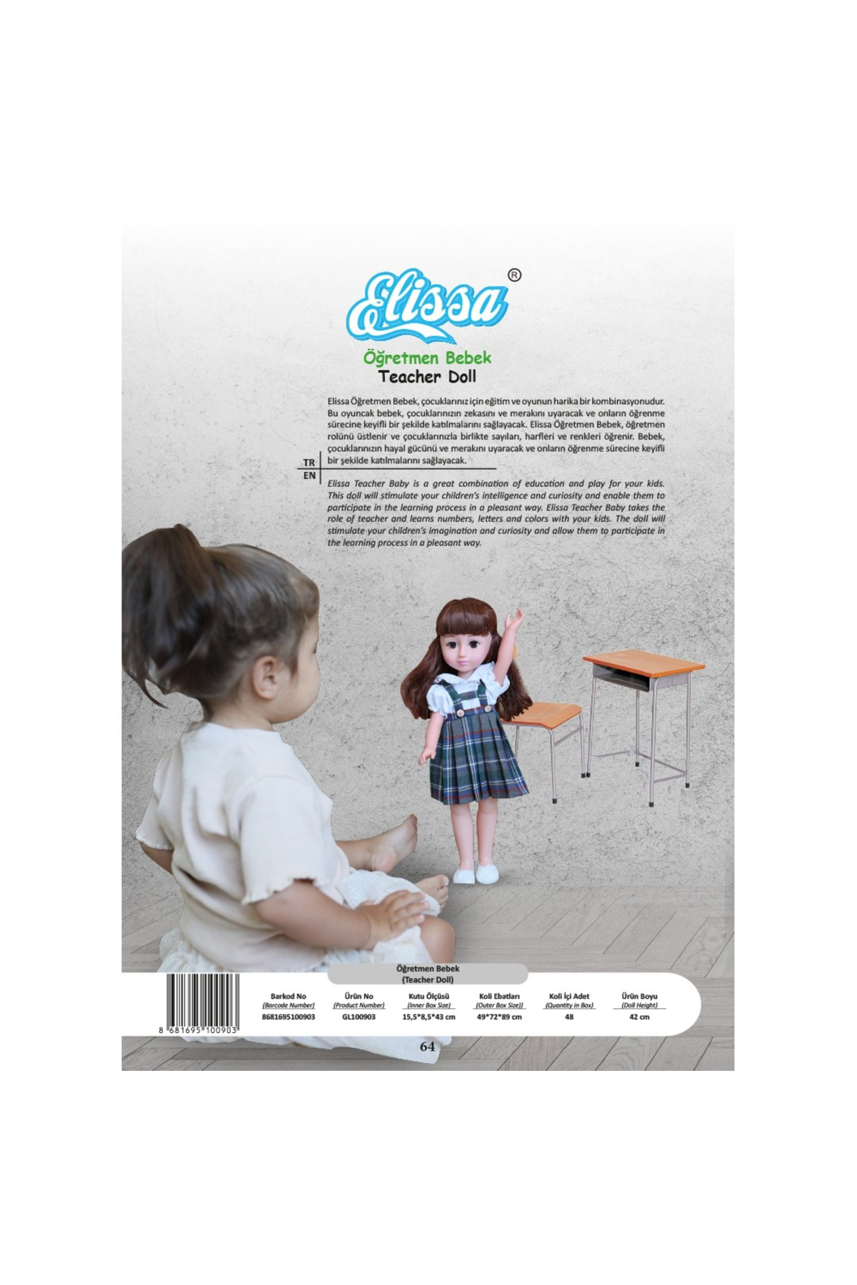 Oyuncak Store Elissa Öğretmen Bebek - Elissa Teacher Doll 42 Cm