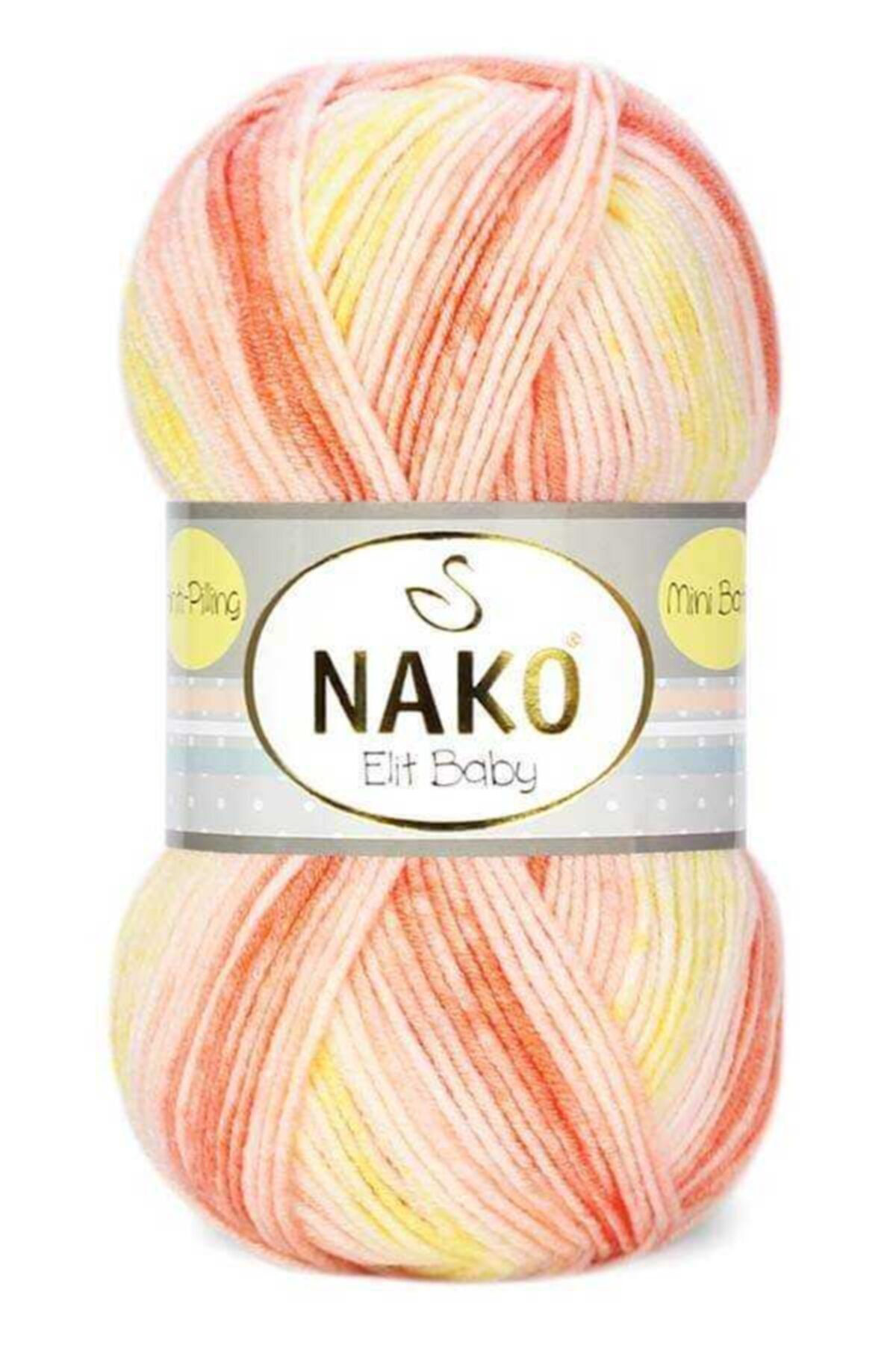 Nako Elit Baby Mini Batik Bebe El Örgü İpi Turuncu Sari 32430