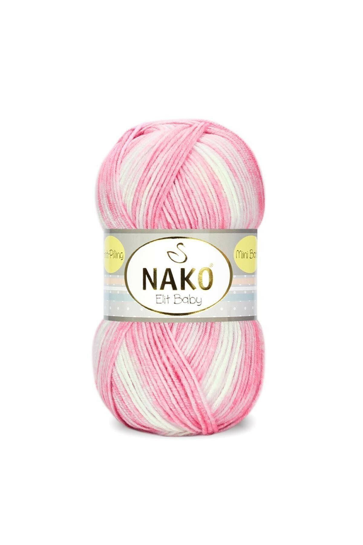 Nako Elit Baby Mini Batik 32454 Pembe-Beyaz