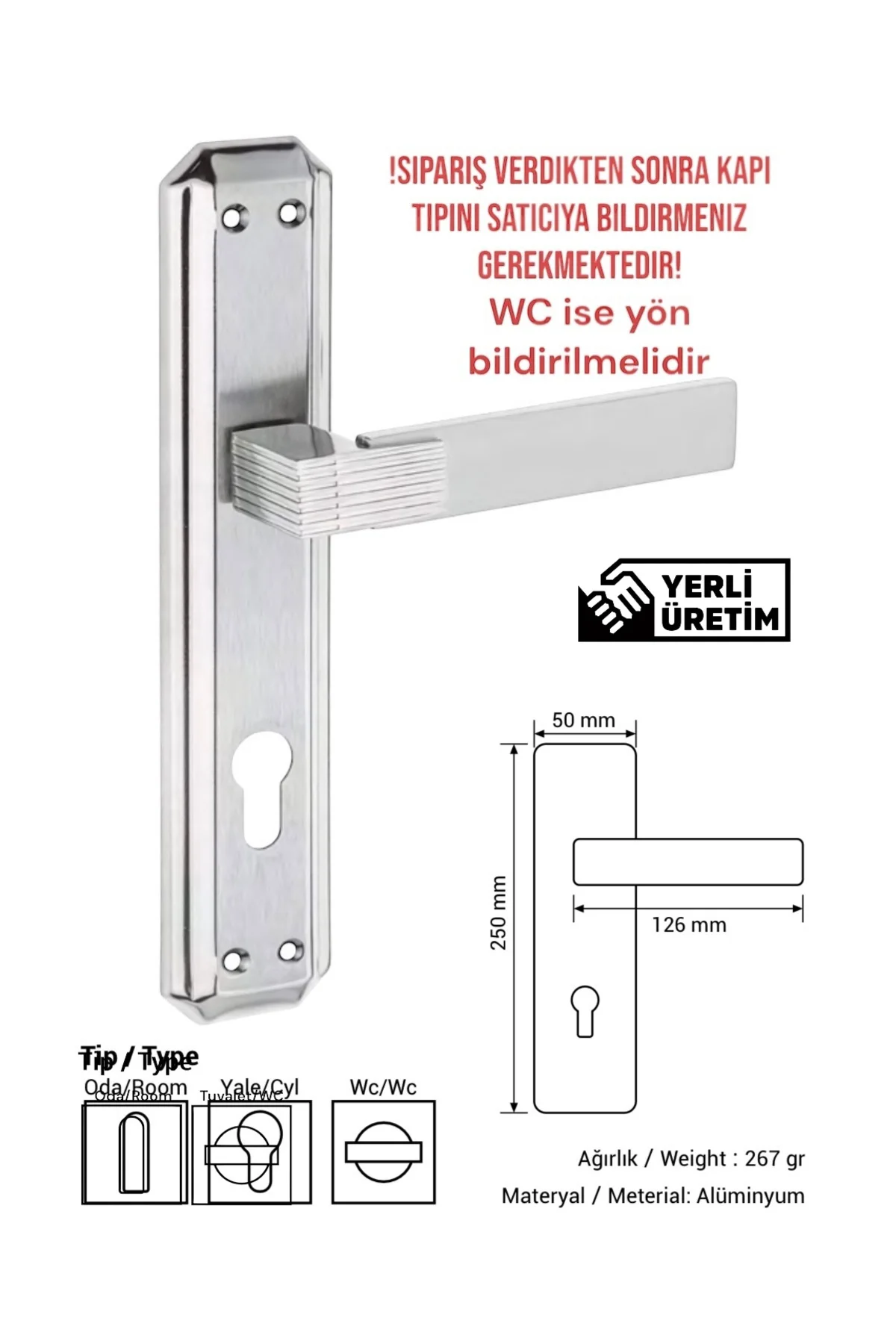 ELİT LALE AYNALI NİKEL-SATEN KAPI KOLU