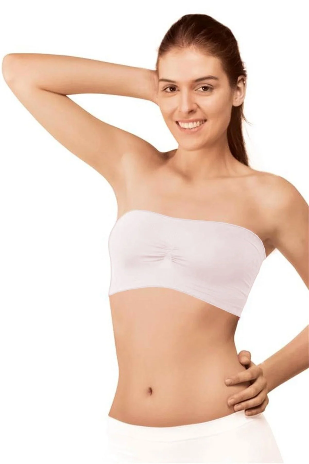 Elit Life 860 Kadın Askısız Strapless Atlet Beyaz L-xl