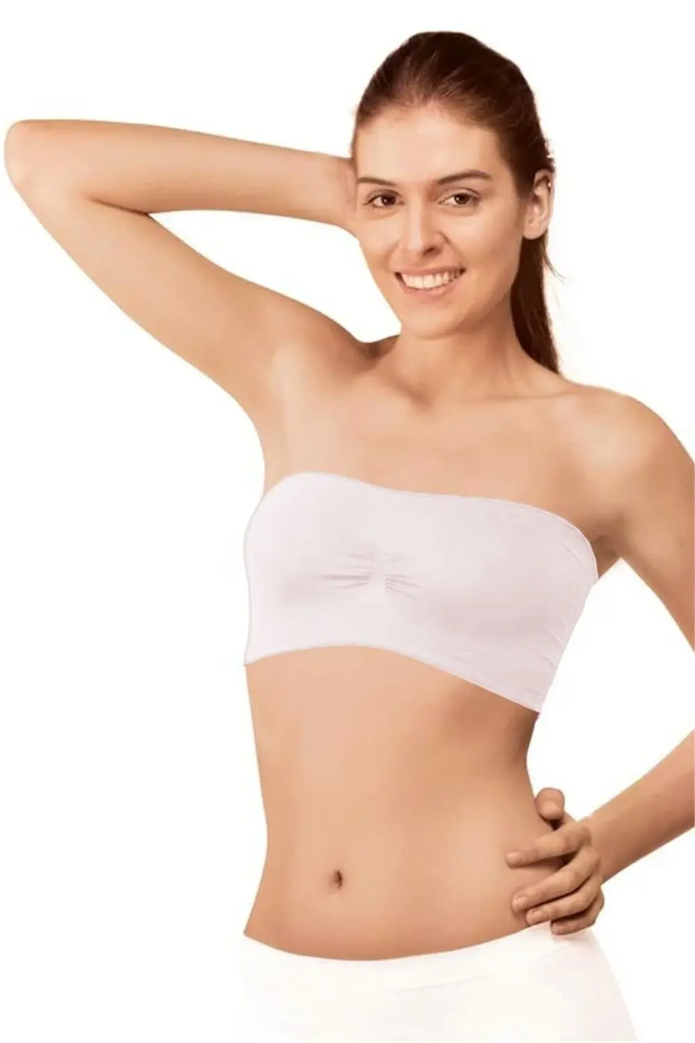 Elit Life 860 Kadın Askısız Strapless Atlet Beyaz L-xl