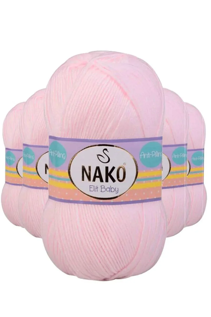 Elite Baby El Örgü İpi Soft Pembe 2892 - Tüylenmeyen Bebek Yünü (5 Adet)