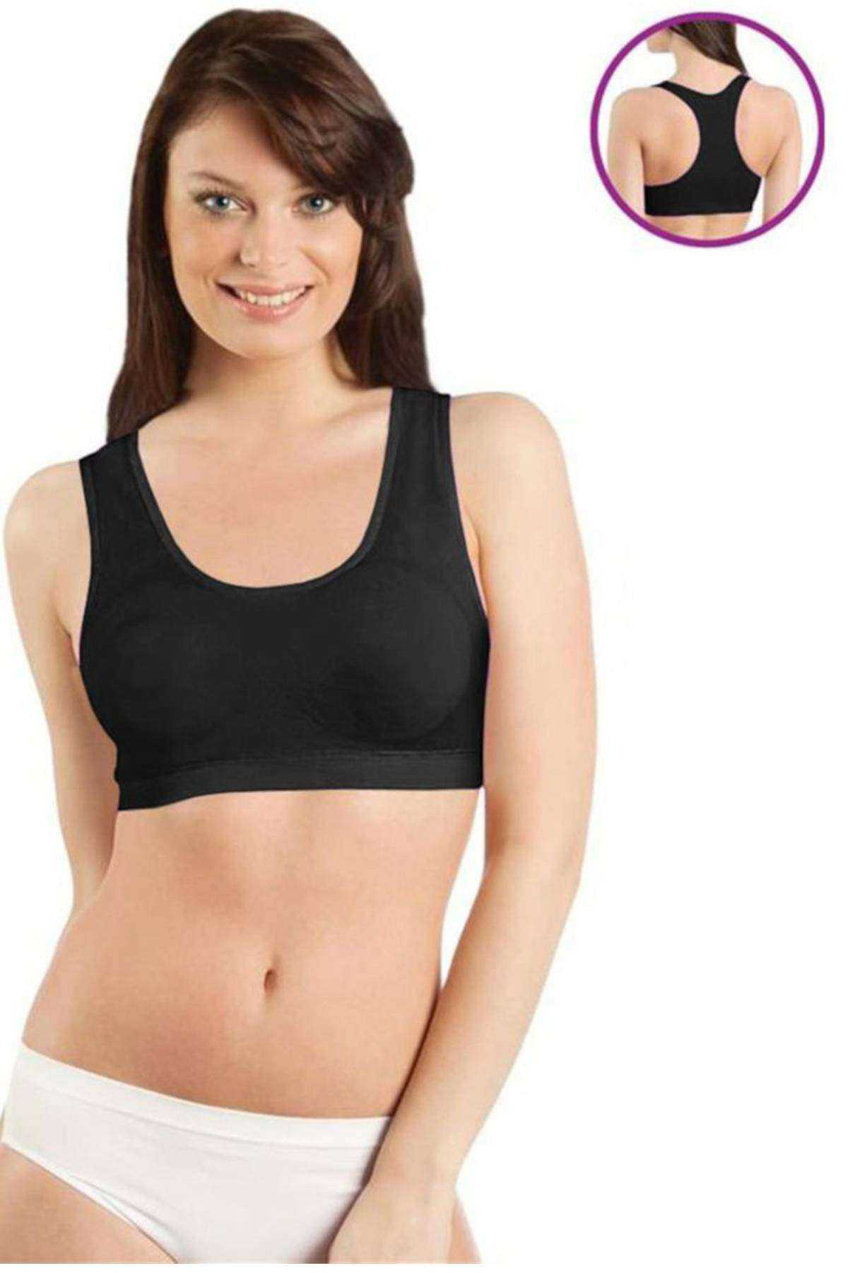Just Cheap Store Elite Life Geniş Askili Kadin Destekli Sporcu Büstiyer Siyah Süty
