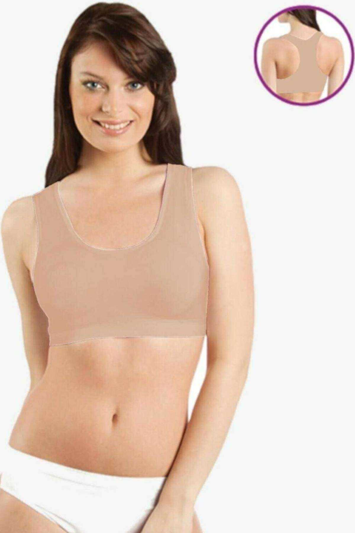 Just Cheap Store Elite Life Geniş Askili Kadin Destekli Sporcu Büstiyer Ten Sütyen