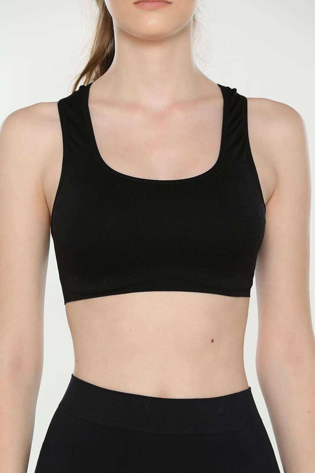 Just Cheap Store Elite Life Geniş Askili Kadin Destekli Sporcu Büstiyer Siyah Süty