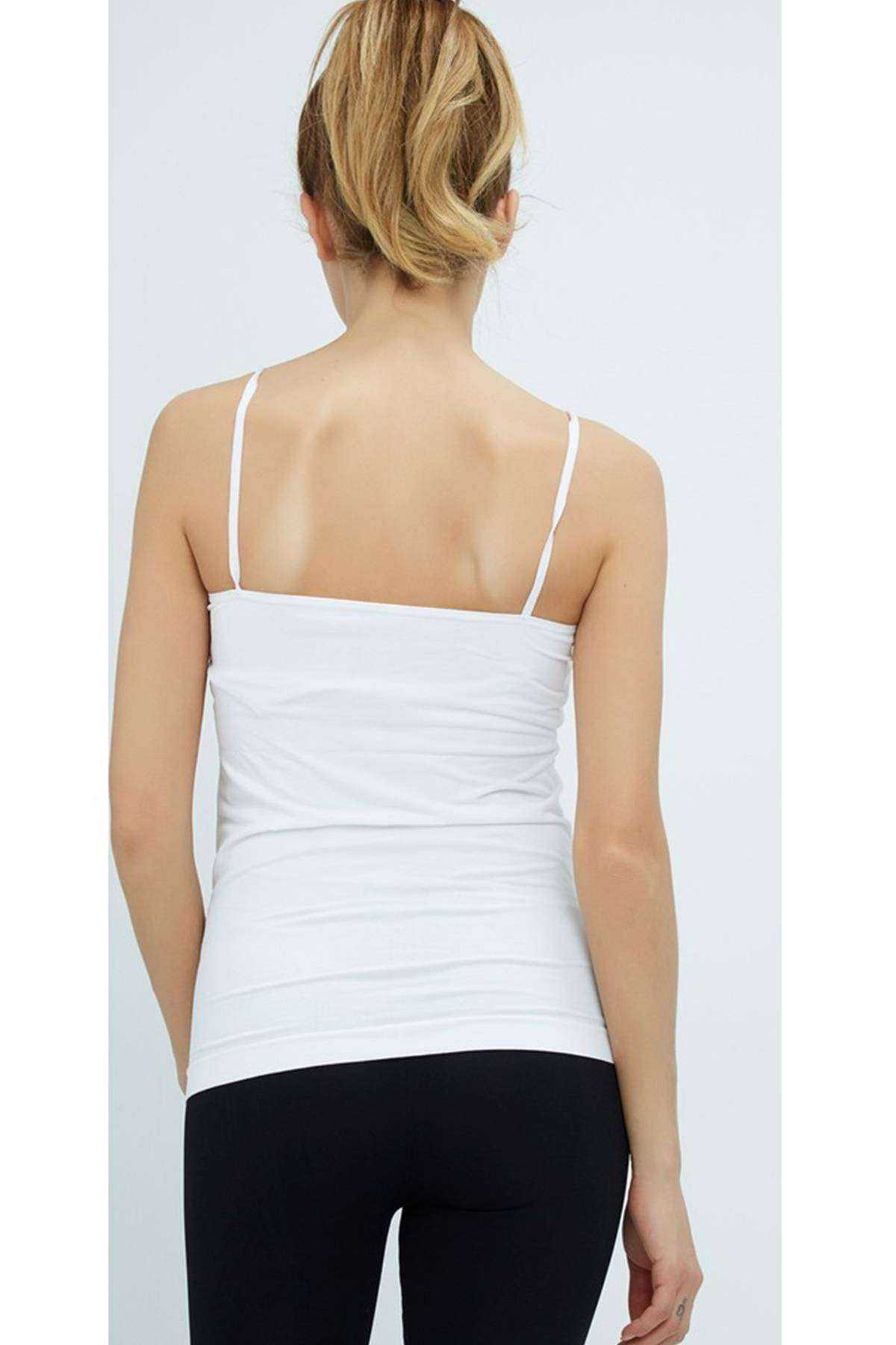 Just Cheap Store Elite Life Kadin İp Askili İz Yapmaz Uzun Beyaz Atlet 846
