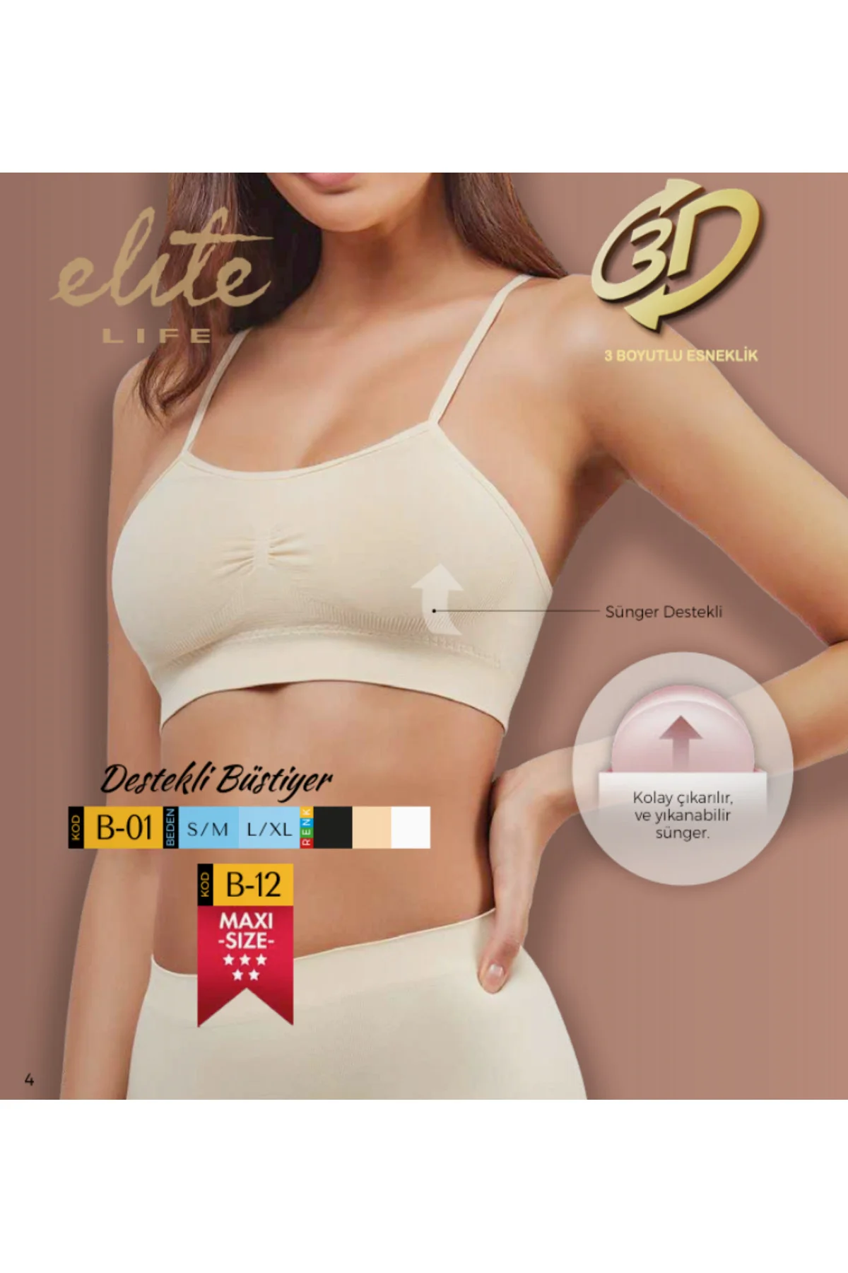 ELİTE LİFE TOPARLAYICI İNCE ASKILI DESTEKLİ BÜSTİYER YARIM ATLET