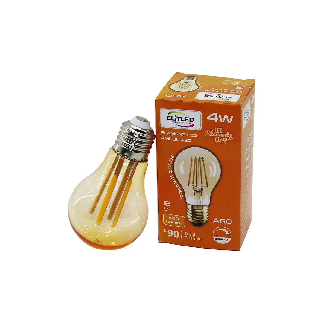 Elitled A-60 4w - E27 Gold Color Flament Led Rustik Ampul 500lume