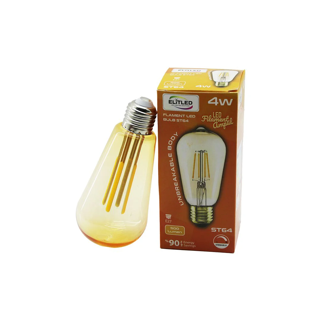 Elitled ST-64 4W - E27 Gold Color Flament Led Rustik Ampul 500LUMEN Kırılmaz Gövde Fiyatı, Yorumları ve Özellikleri