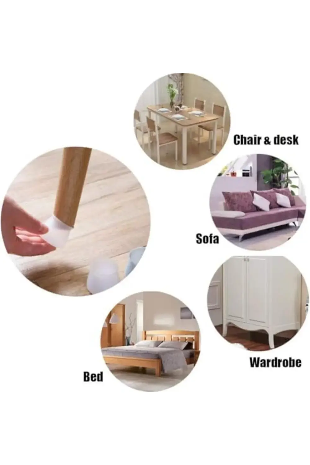 elizzashop 24 Adet Şeffaf Silikon Sandalye Bacak Koruyucu Kapak S