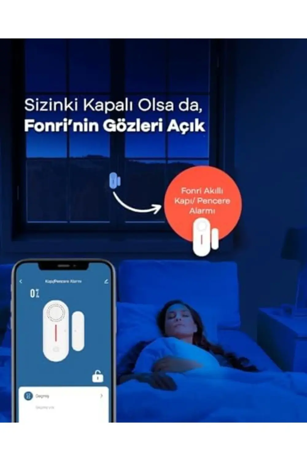 elizzashop Akıllı Kablosuz Kapı Pencere Alarmı 2'li Set, Mobil Bi