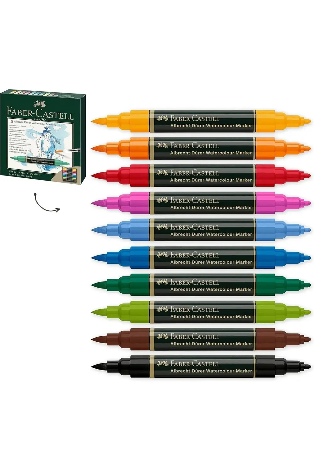 elizzashop Albrecht Dürer Suluboya Markör Seti, 10’lu, Çift Uçlu,