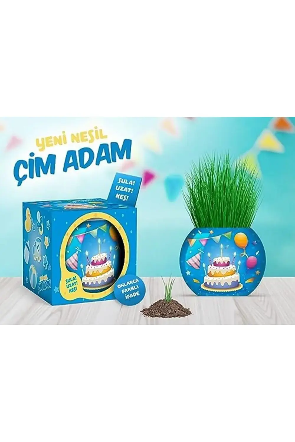 elizzashop Doğum Günü Temalı Çim Adam 6'lı Set – Çocuklar İçin Eğ