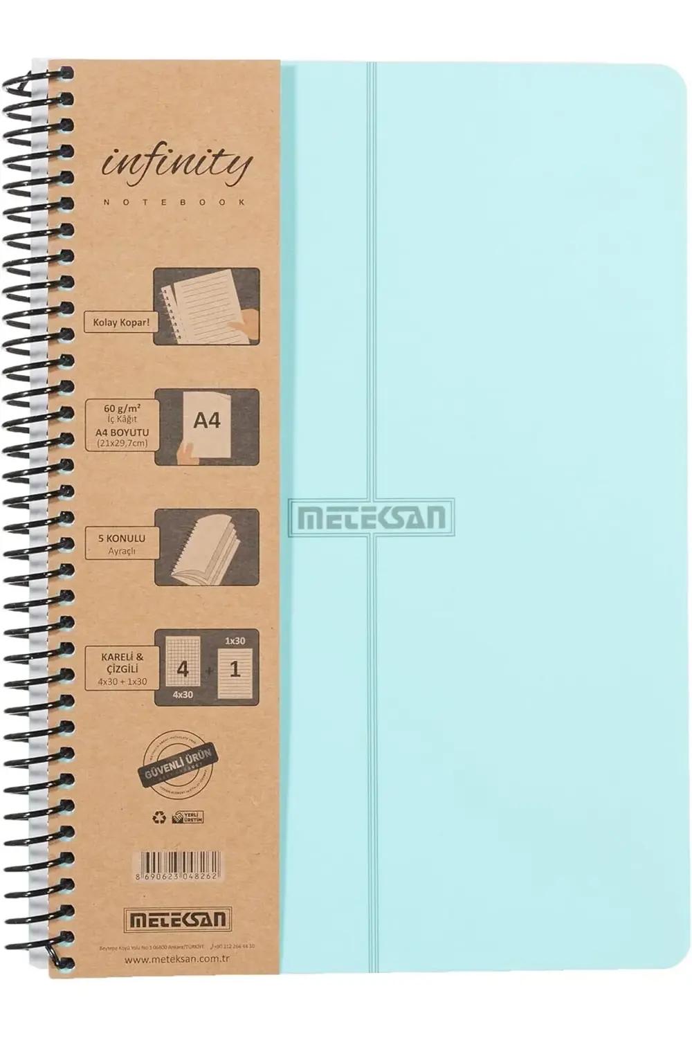 elizzashop Infinity Pastel Serisi, A4, 5 Konulu (4 Kareli, 1 Çizg