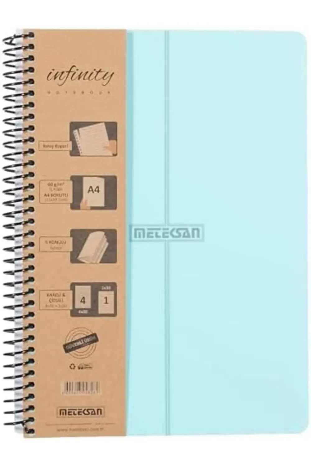 elizzashop Infinity Pastel Serisi, A4, 5 Konulu (4 Kareli, 1 Çizg