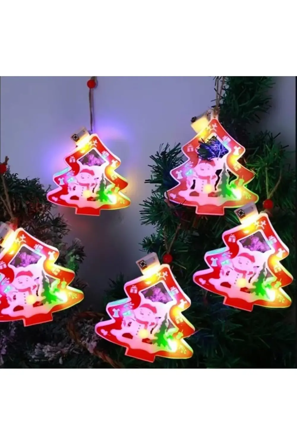 elizzashop Kardan Adam Motifli 5'li Led Ağaç Dekoratif LambaYılba