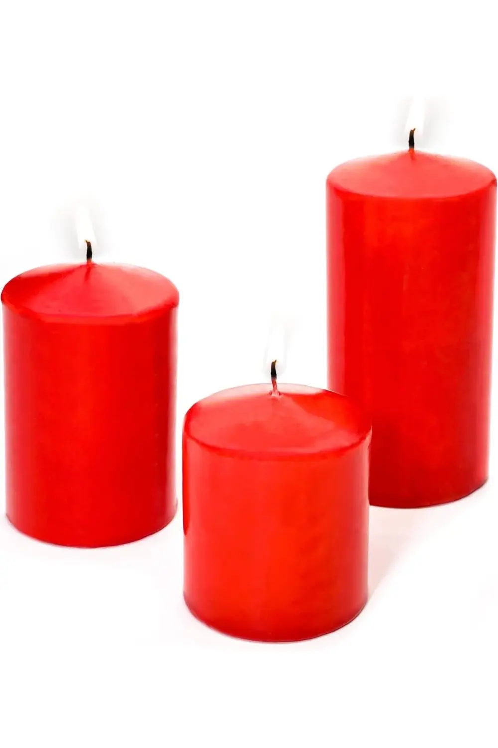 elizzashop Kırmızı Silindir Mum Seti (5,5 cm-7,5 cm-10 cm) elizza