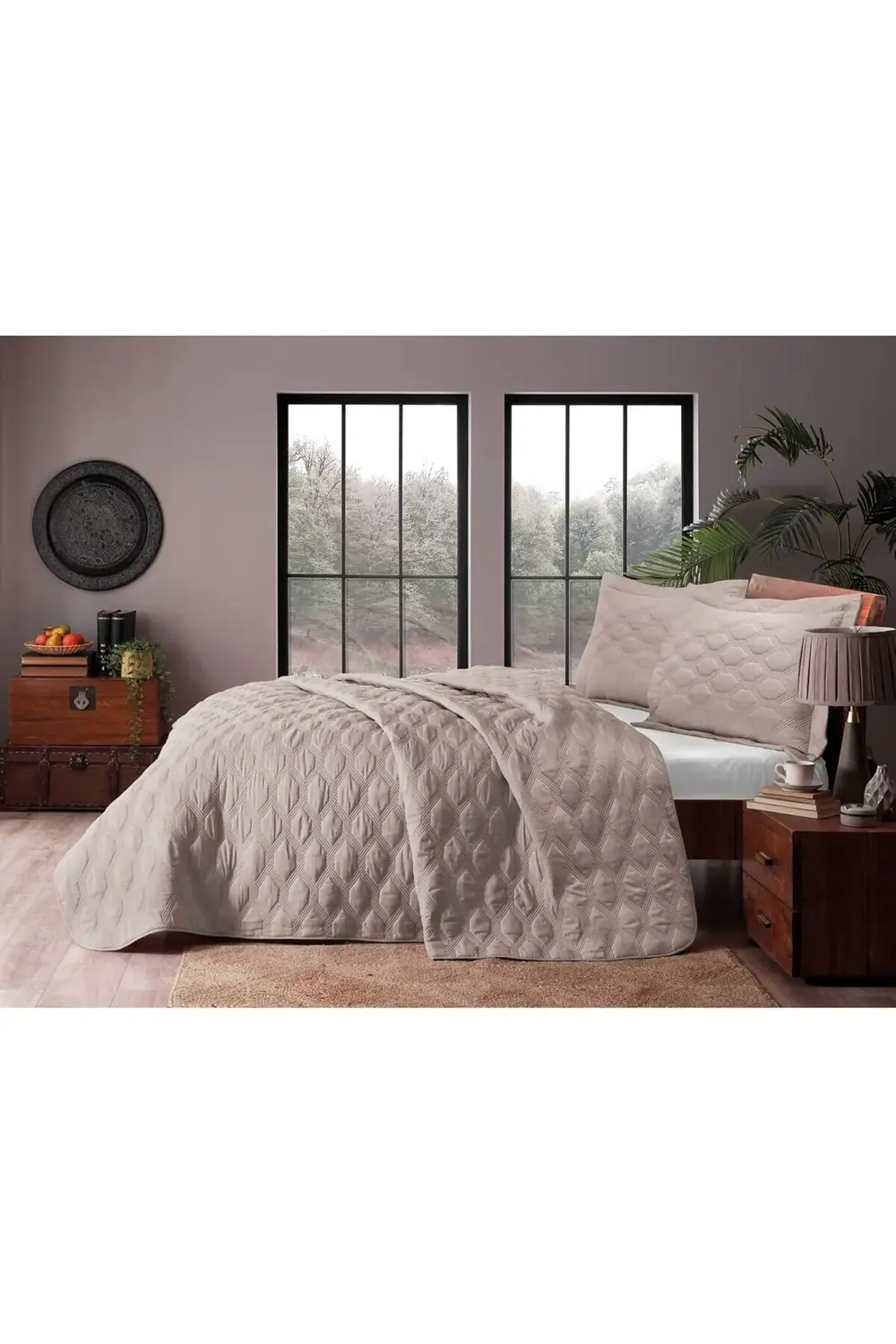 elizzashop Marissa Kapitoneli%100 Polyester Yatak Örtüsü Seti, Gr