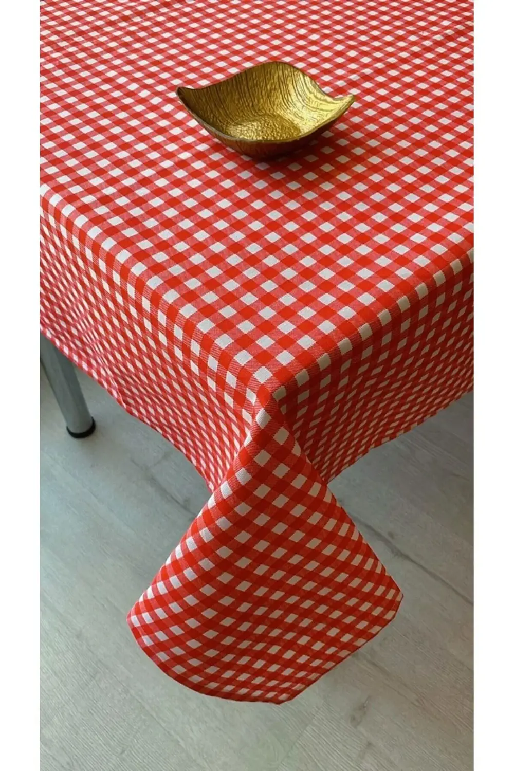 elizzashop Masa Örtüsü Pötikare Desenli Duck Keten 150 x 180 cm (