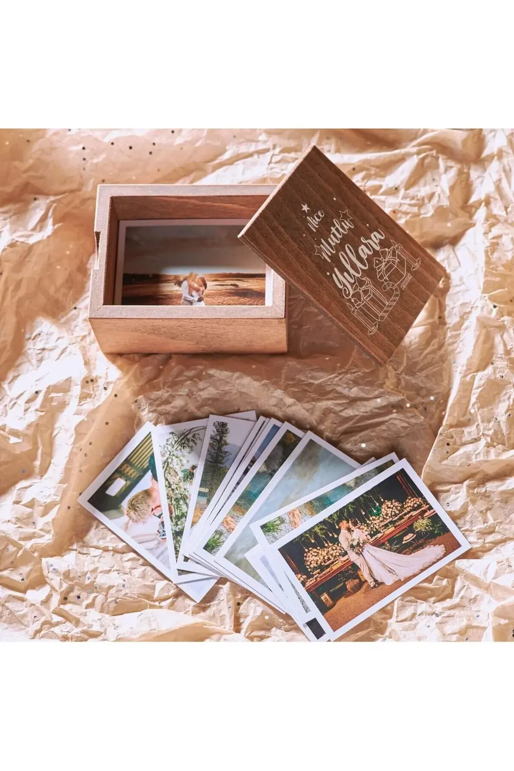 elizzashop Nice Mutlu Yıllara Konseptli Ahşap Fotoğraf Kutusu eli