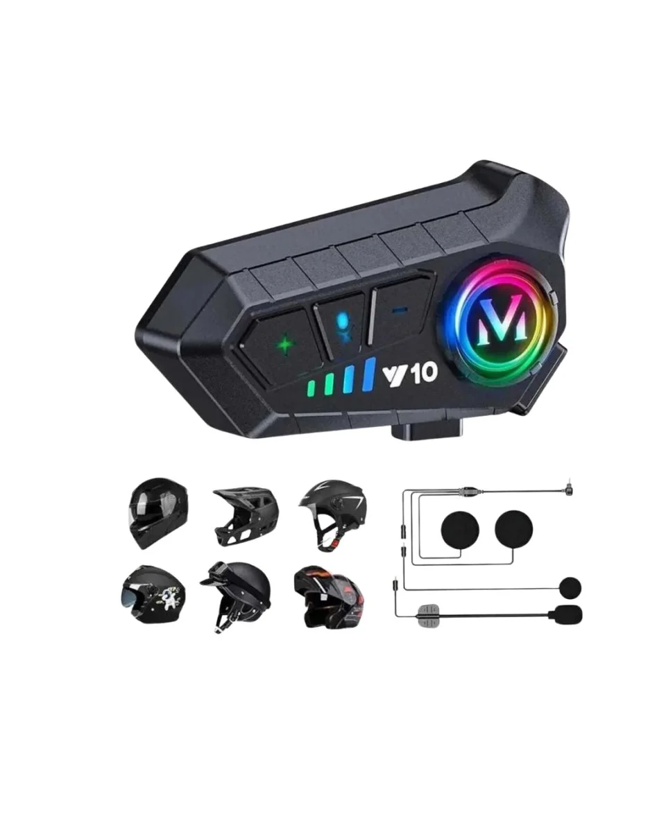Eller Serbest Intercom Sistemi RGB Işıklı Ultra HD Ses - Otomatik Bağlantılı Sürücü Kulaklığı