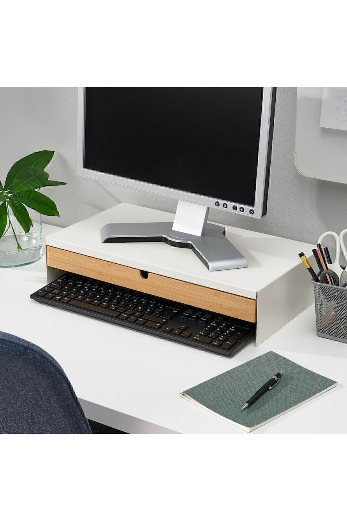 İkea Elloven Bambu Çekmeceli Masaüstü Bilgisayar Monitörü Ekran Yüksel