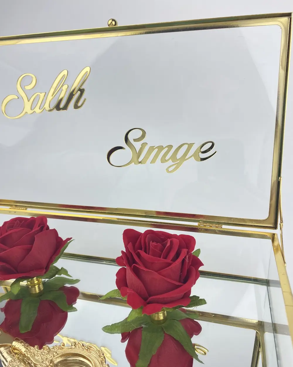 Elm Cam Kutu Söz Nişan Tepsisi Elm Cam Kutu Söz Nişan Tepsisi