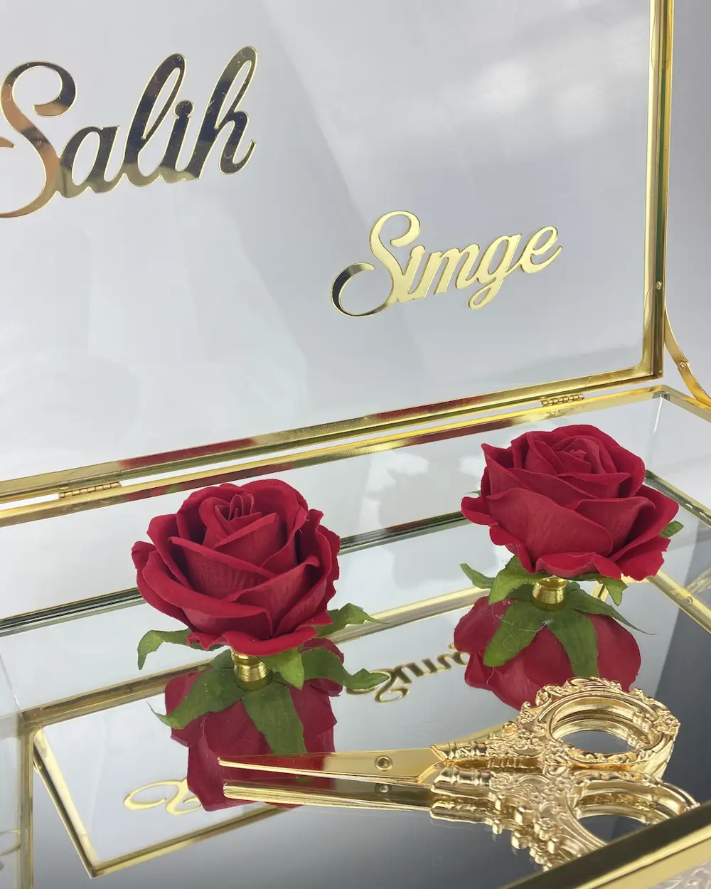 Elm Cam Kutu Söz Nişan Tepsisi Elm Cam Kutu Söz Nişan Tepsisi