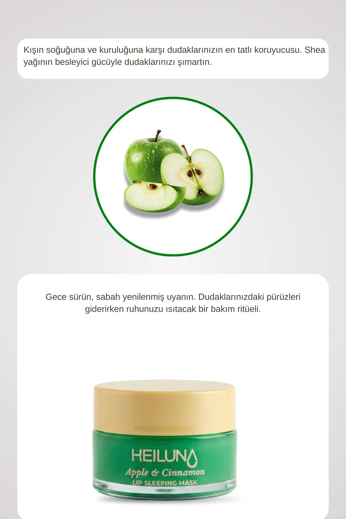 Elma ve Tarçın Özlü Gece Dudak Maskesi 20g | E Vitamini, Shea Yağ