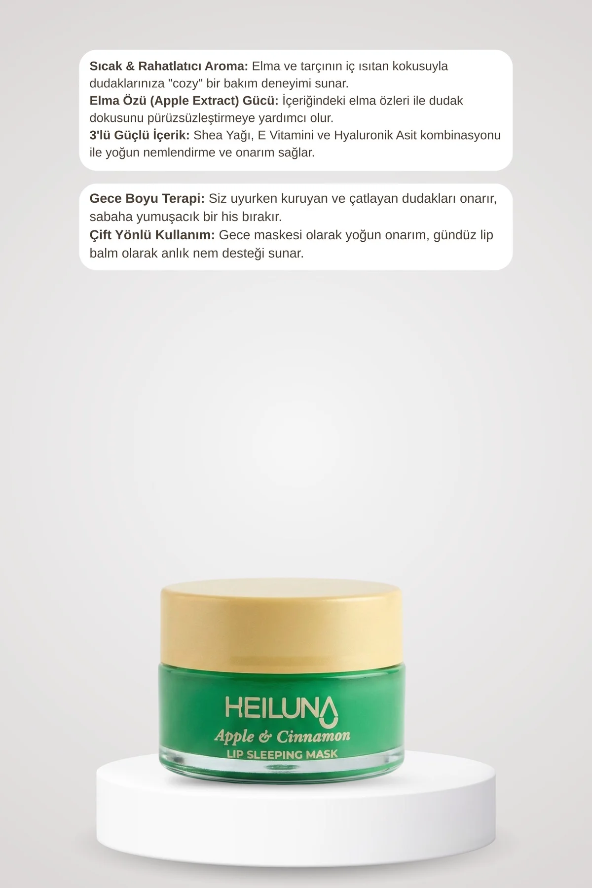 Elma ve Tarçın Özlü Gece Dudak Maskesi 20g | E Vitamini, Shea Yağ