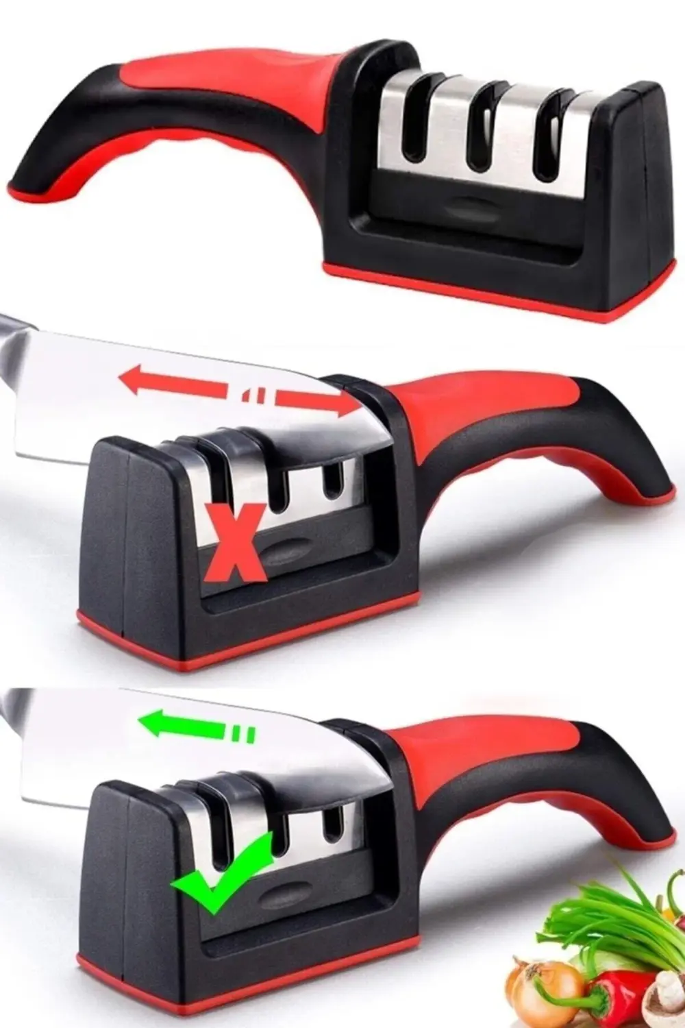 Elmas Bıçak Bileme Aleti, 3 Açılı, Profesyonel, El Bıçakları İçin