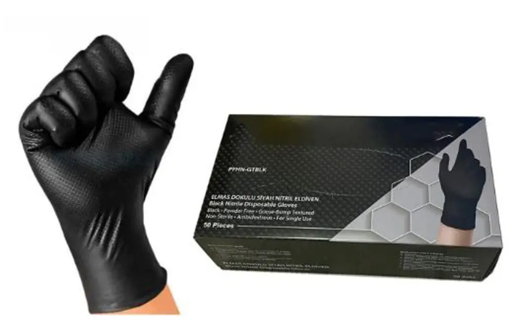 ELMAS DOKULU SİYAH KALIN HİJYENİK NİTRİL ELDİVEN MEDİUM 50 ADET ELMAS DOKULU SİYAH KALIN HİJYENİK NİTRİL ELDİVEN MEDİUM 50 ADET