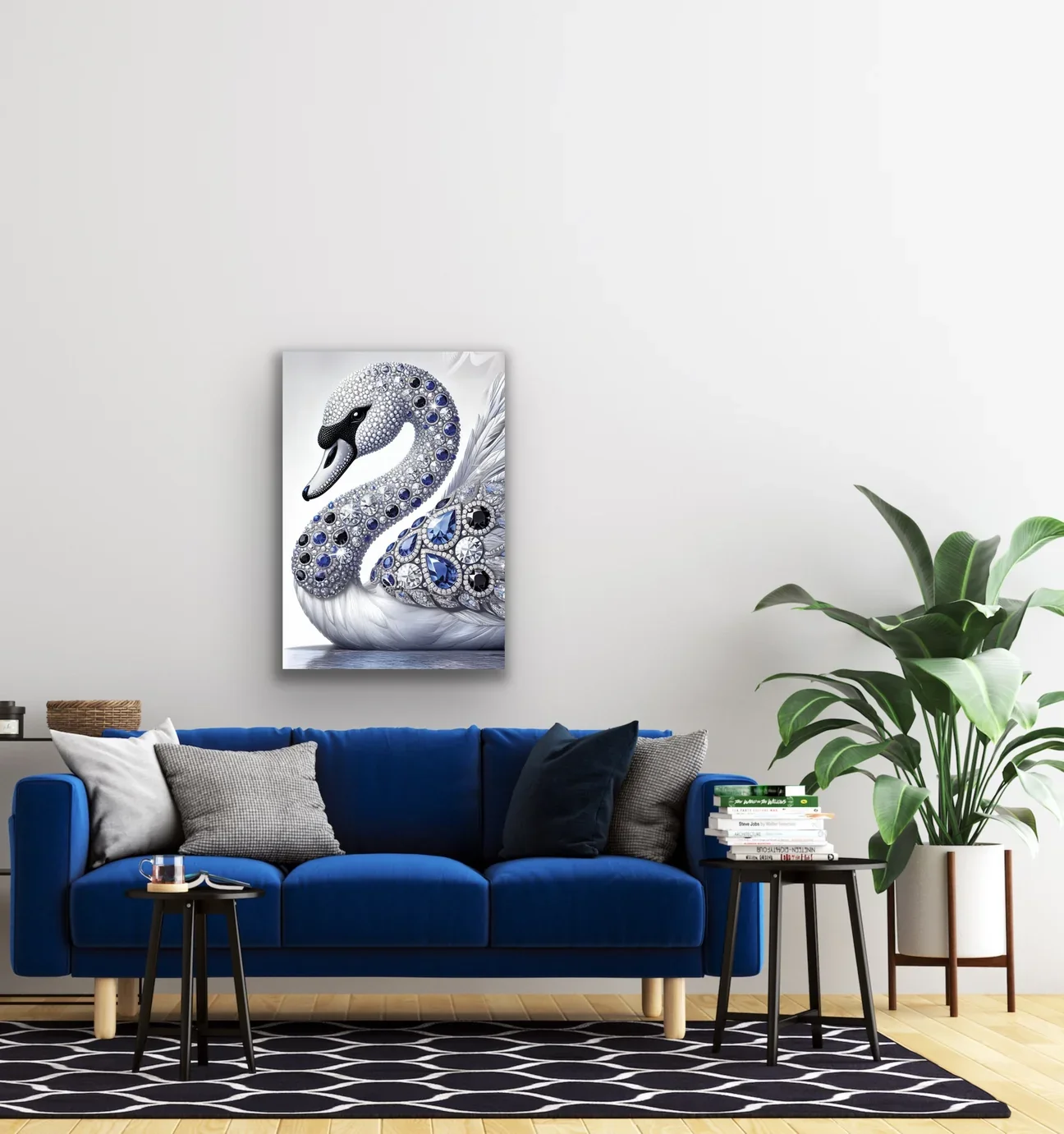 Elmaslı Kuğu Kanvas Tablo 70x100cm – Çerçevesiz Duvar Dekorasyonu
