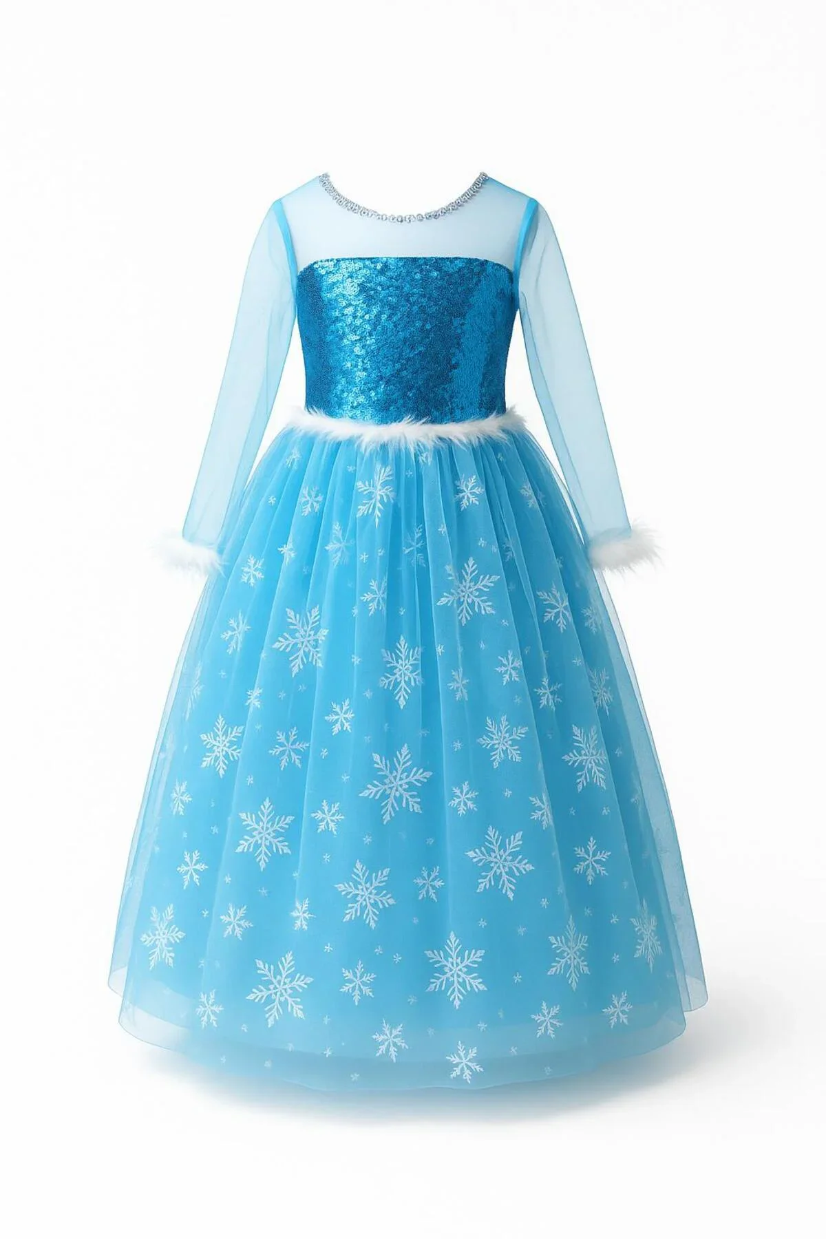 Elsa Elbise - Frozen Kostüm Taç Asa Eldiven Hediye Frozen Uzun Ko Elsa Elbise - Frozen Kostüm Taç Asa Eldiven Hediye Frozen Uzun Ko - Görsel 5