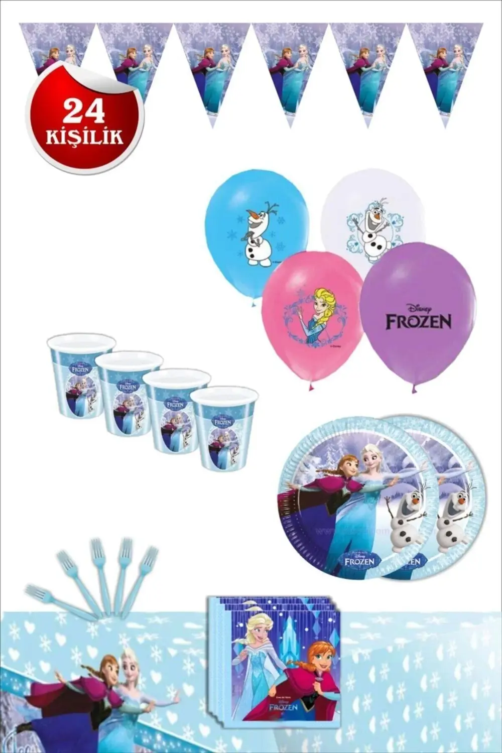 Elsa Frozen Karlar Ülkesi Doğum Günü Seti 24 Kişilik