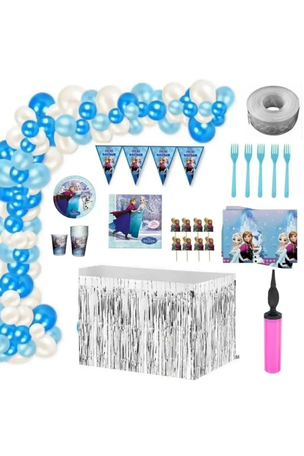 Parti Kırtasiye Elsa Konseptli Doğum Günü Parti Seti Frozen Temalı Renkli Ve Eğle