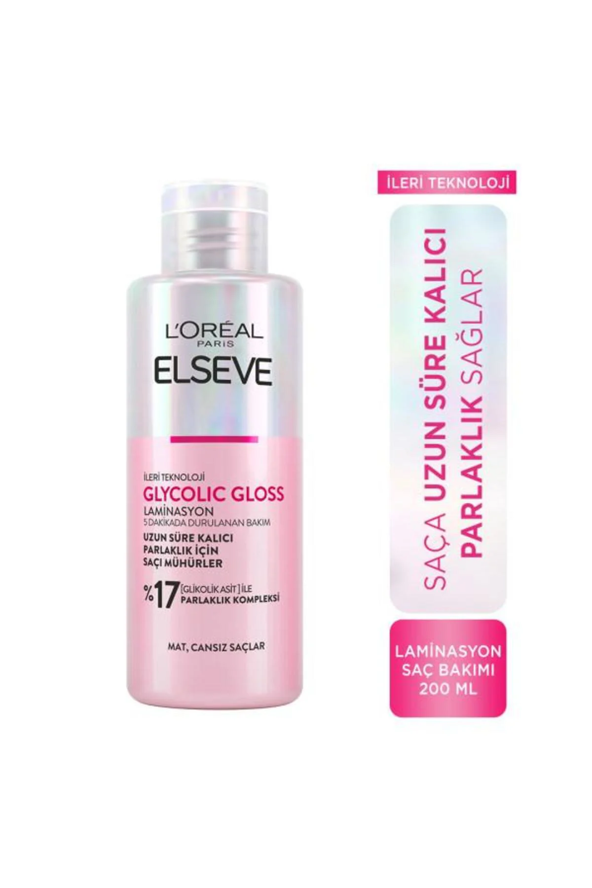 Elseve Glycolic Gloss Parlaklığı Saça Mühürleyen Laminasyon 5 Dakikada Durulanan Bakım