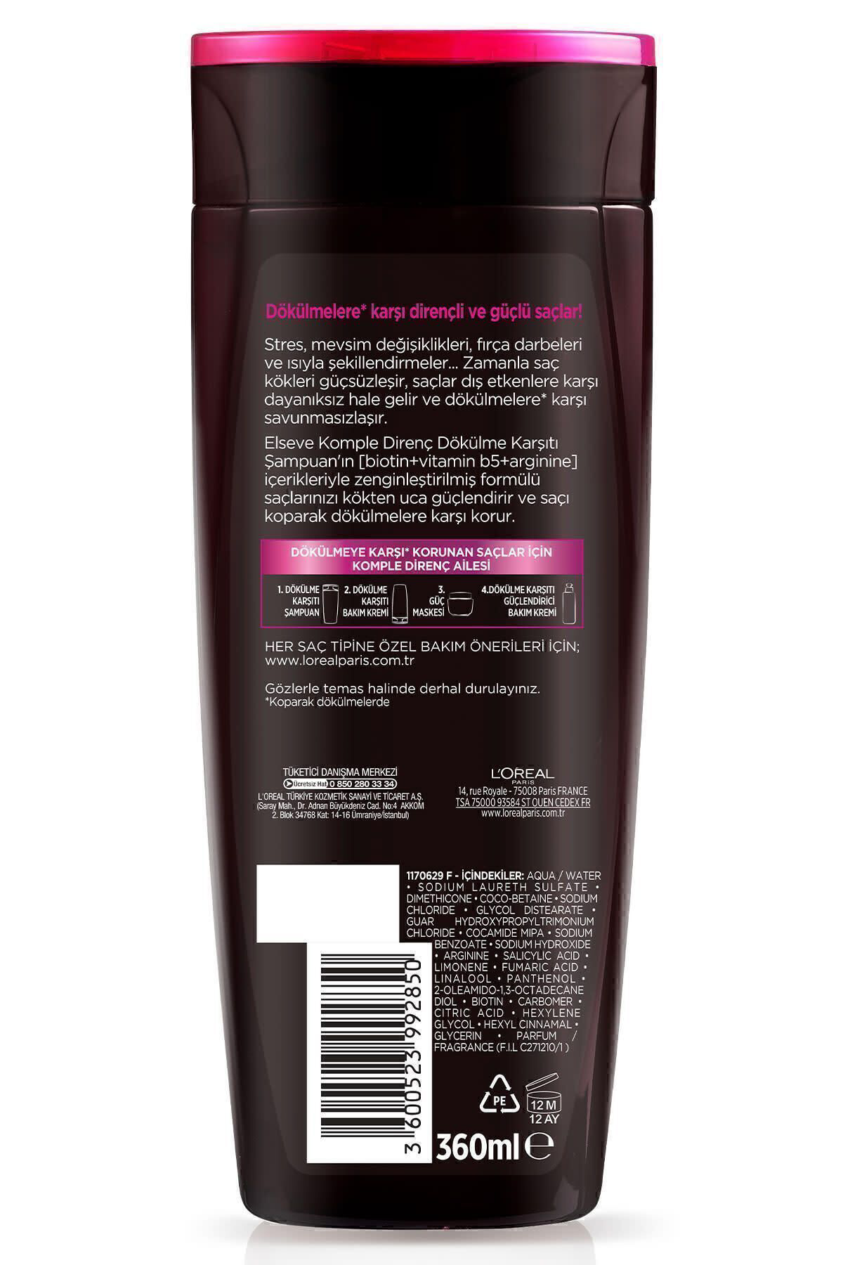Elseve Komple Direnç Dökülme Karşıtı Şampuan 360 ml 3'lü Set Elseve Komple Direnç Dökülme Karşıtı Şampuan 360 ml 3'lü Set