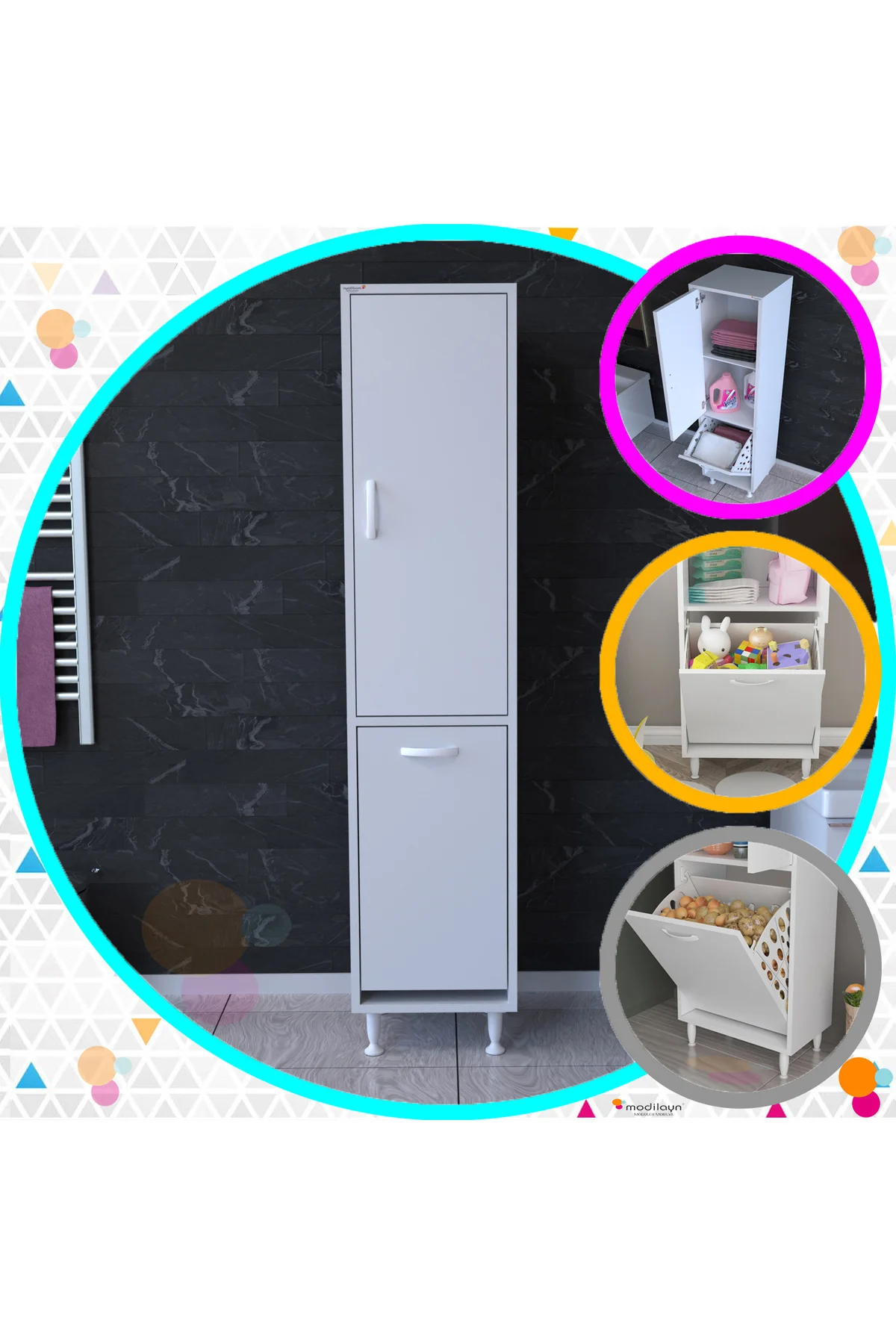 Elva Banyo ve Mutfak Dolabı Çok Amaçlı Dolap Çamaşır Dolabı Erzak Elva Banyo ve Mutfak Dolabı Çok Amaçlı Dolap Çamaşır Dolabı Erzak