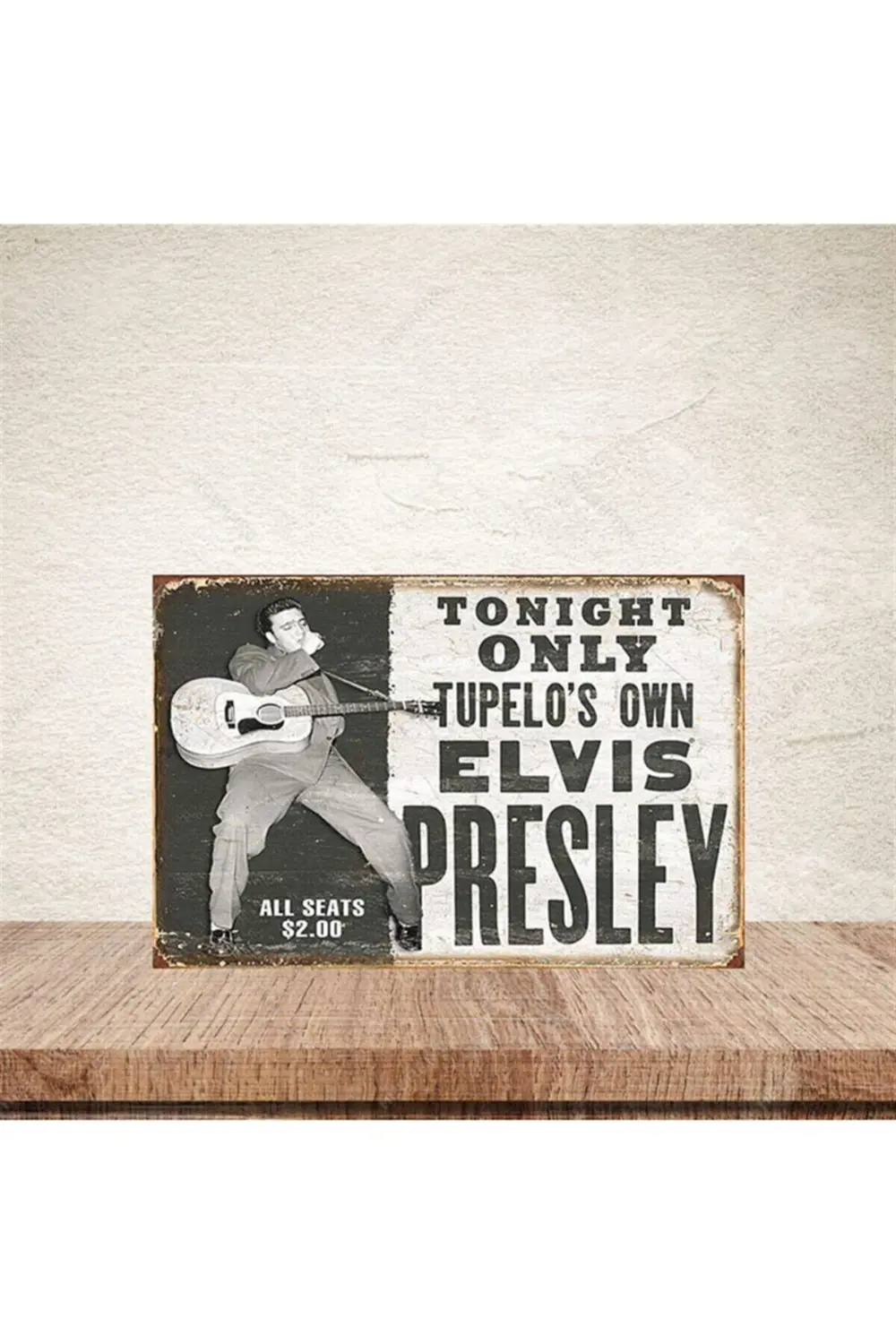 Elvis Ahşap Retro Poster