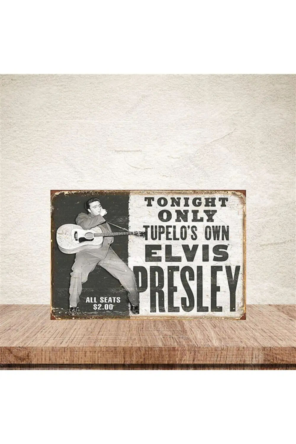 Elvis Ahşap Retro Poster