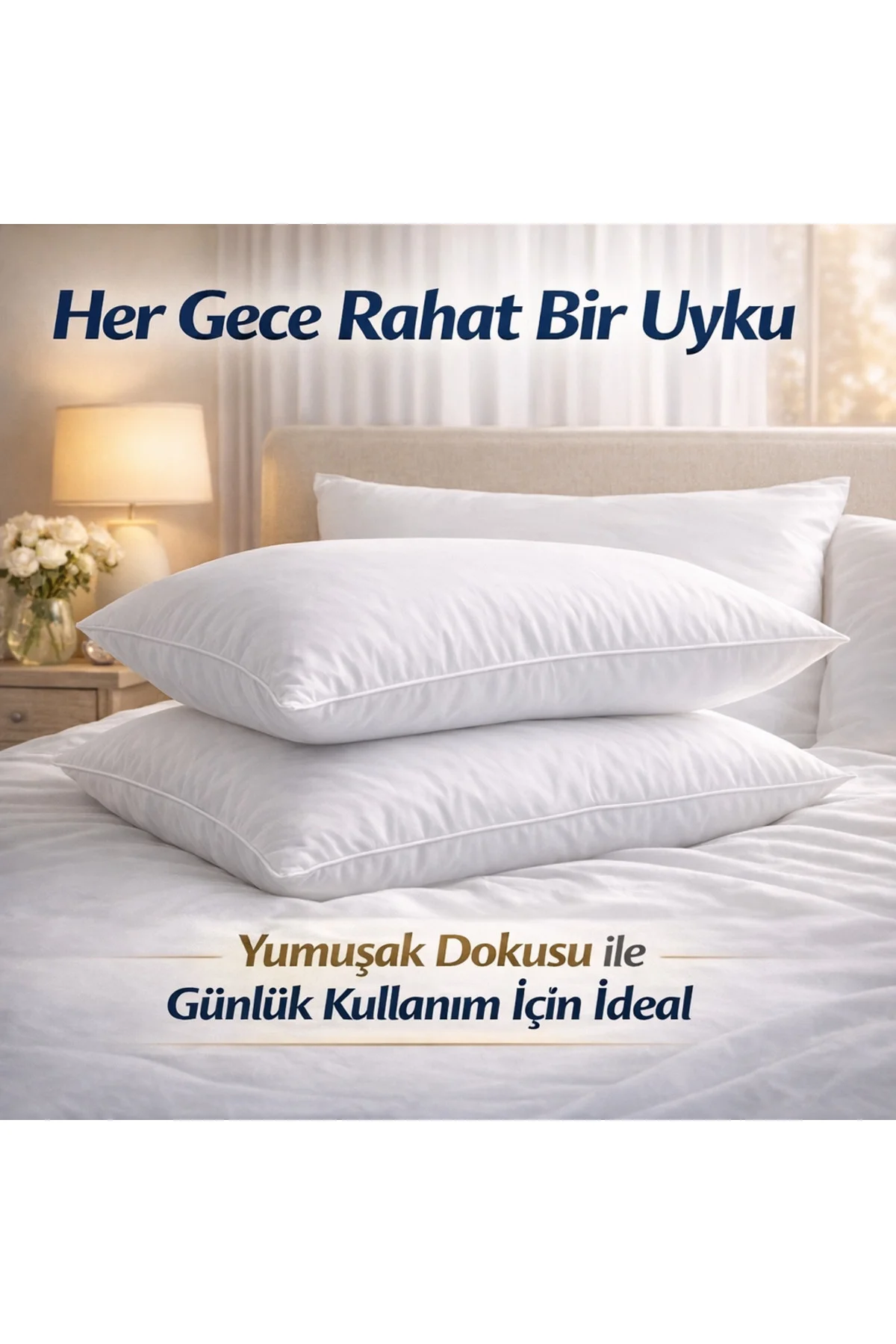 Elyaf Yastık 50x70 cm 2’li Paket – Yumuşak, Anti Alerjik, Terletm
