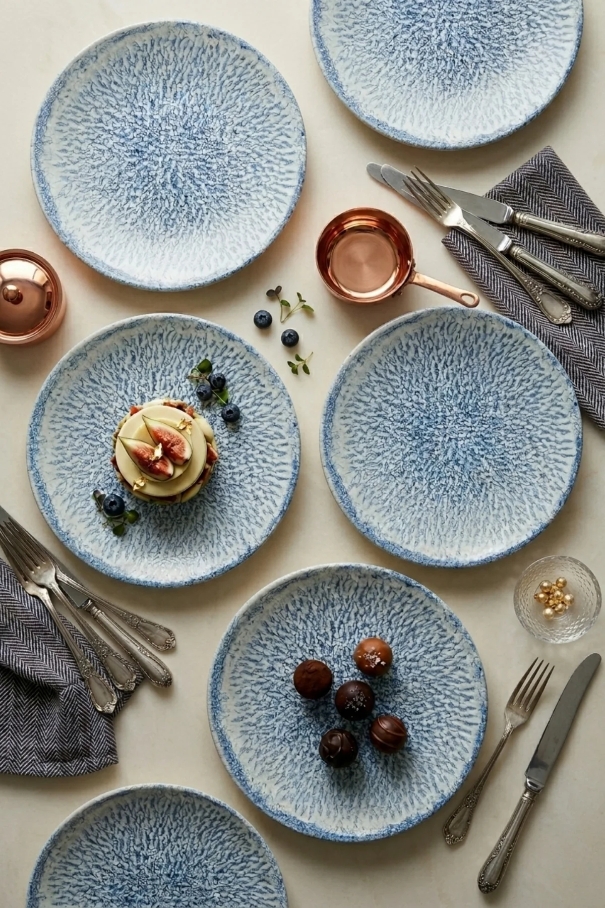 Elygon Pergamon Mavi 20cm 6 Adet Pasta Sunum Tabağı Profesyonel H