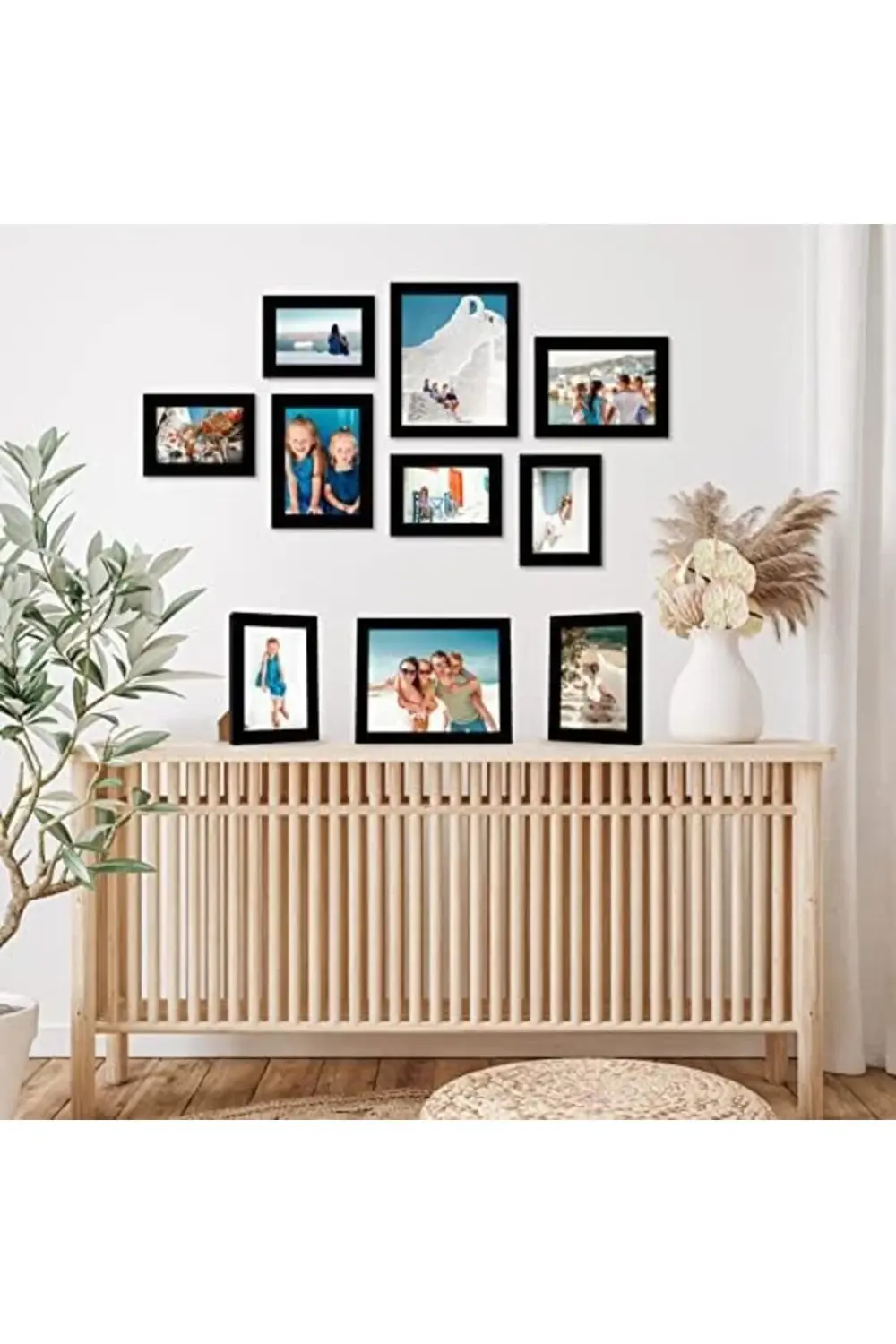 ELZ 10 Parça Siyah Resim Çerçevesi Seti | 8x10, 5x7 ve 4x6 Boyutl