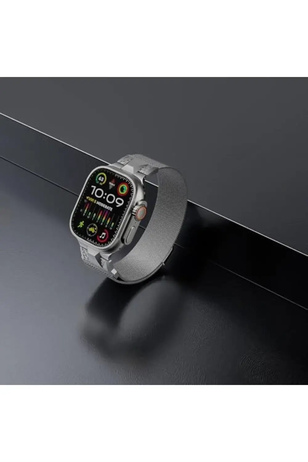 ELZ İle Uyumlu Watch Ultra 49mm KRD-107 Metal Hasır Kordon Gri FR